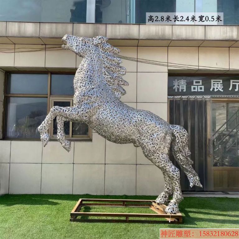 镂空马雕塑生产厂家 金属材质灯光镂空马雕塑