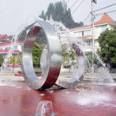 水景圆环不锈钢雕塑 不锈钢喷泉圆环雕塑